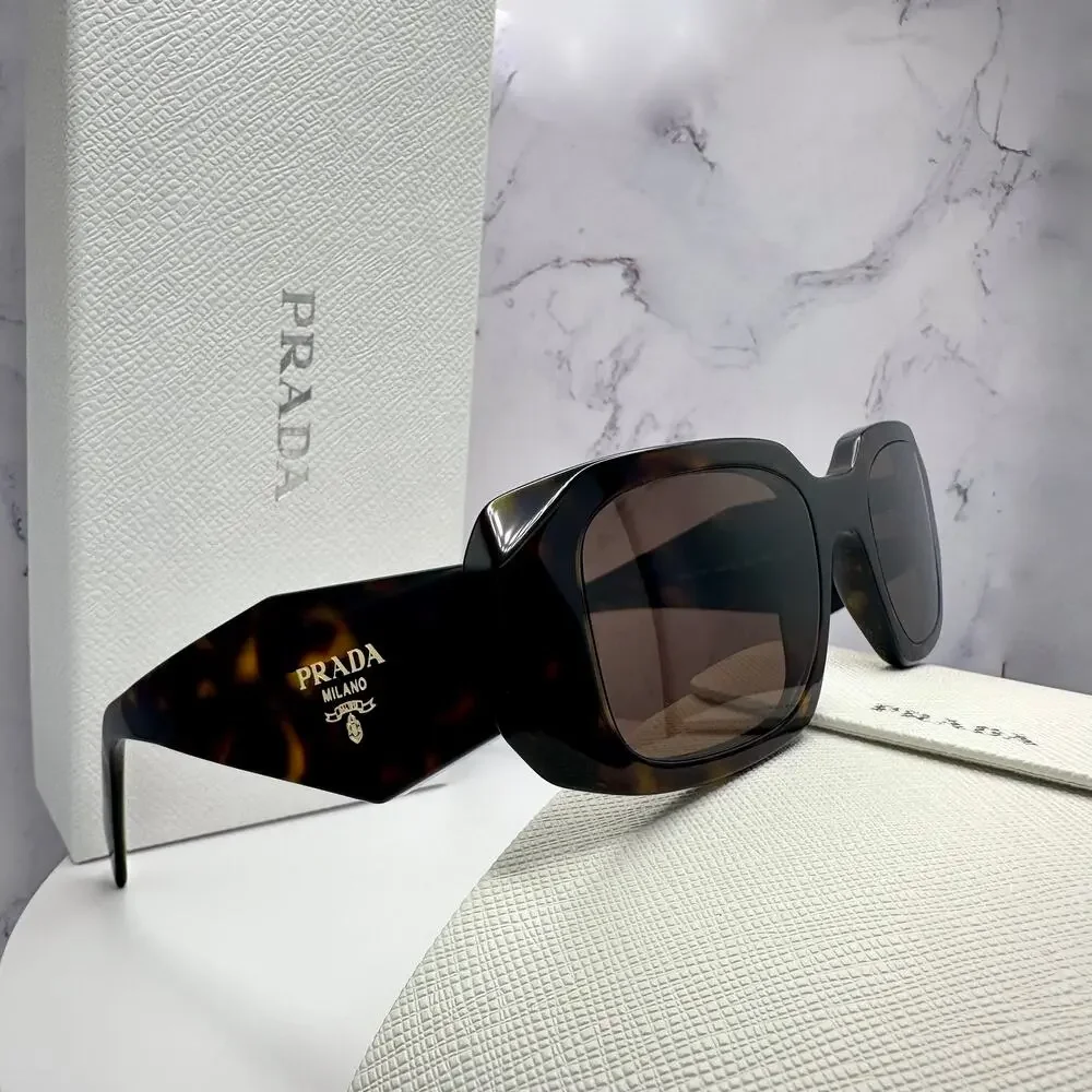 PRADA Sunglasses New Brown Tortoise Acetate PR 17WS Symbole Logo Italy Authentic